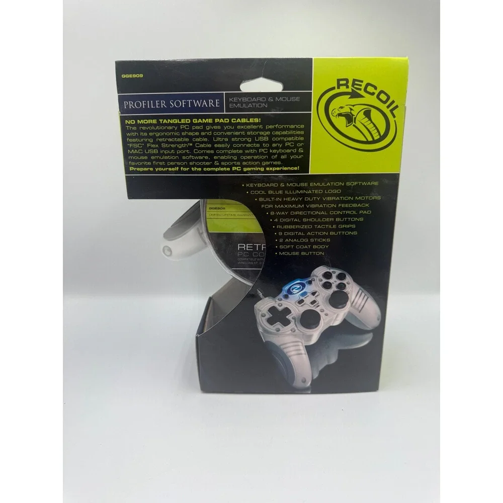 Recoil Retractable PC Control Pad GGE909 USB Wired Gamepad Controller Vibration